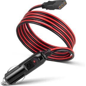 Anina CB Radio Power Cable with LED Light Compatible with Cobra Galaxy Midland 5FT Heavy Duty 16AWG Lighter Plug Adapter with 15A Fuse Protection