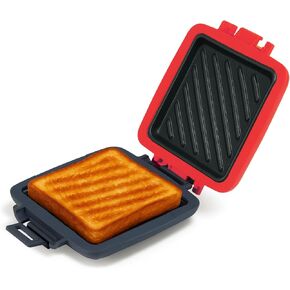 Microwave Toastie Sandwich Maker, Snack Maker & Panini Press, Removable Non-Stick Plates Silicone Microwavable Cookware, Heatwave Technology, Orange