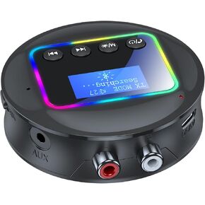 5.4 Bluetooth Receiver for Home Stereo, Wireless Transmitter Receiver Adapter for TV Headphones Speakers Airplane Home Theater PC Car, Support NFC TF AUX RCA, Low Latency & HD Music Audio