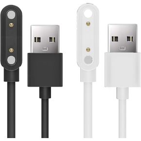 Compatible with Trendia Smart Watches Charger, 1M Magnetic Replacement Charging Compatible for Trendia TG09 1.83" Smart Watches (2 Pack-Black+White, 7.62mm Charger)