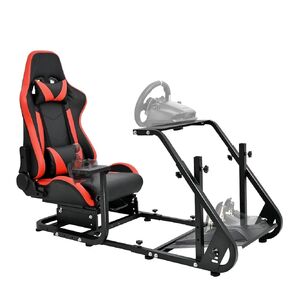 Marada Racing Simulator Cockpit with Comfort Gaming Seat Fit for Logitech/Thrustmaster/Fanatec G923 G920 G27 G29 T300,Pro Sim Driving Race Stand Mountable Monitor Stand, No Shift Wheel Pedal