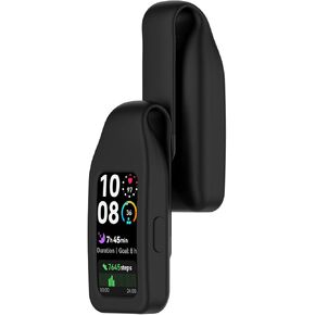 MOTONG Compatible with Huawei Band 10 Clamp - Silicone + Steel Protective Case Cover Clamp Clip Compatible with Huawei Band 10/9/8(Black)