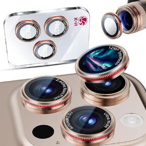 X-it for 2 Pack iPhone 16 Pro Max/15 Pro Max/14 Pro Max/14 Pro/15 Pro/iPhone 16 Pro Camera Lens Protector, Military-Grade Shatterproof Ultra HD 9H Tempered Glass iPhone Camera Lens Protector,Black Red