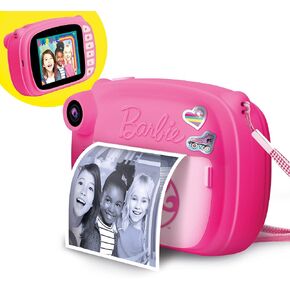 Lisciani - Barbie Print Cam - 3-in-1 Instant Camera Barbie- for Kids from 5 Years Old - Prints 180 Photos - Large Colour Screen LCD - Selfie and Video Camera - Stickers Included