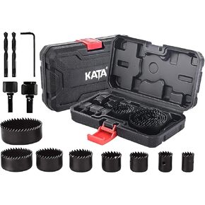 مجموعة منشار ثقب الكربيد 7 قطع من كاتا 1/2 بوصة - 2-1/2 بوصة (15 مم - 64 مم) مجموعة مناشير ثقب مع مثقاب مركزي ومحول، مثالية لقطع الطوب والجص والخشب الرقائقي والبولي فينيل كلوريد in Kuwait