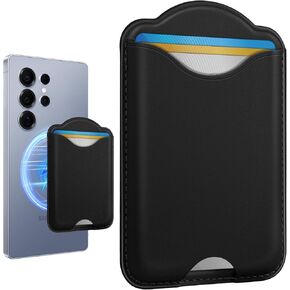 Shorogyt Compatible with Magsafe Wallet Magnetic Card Holder - Phone Wallet for Samsung Galaxy S25 Series, for iPhone 16/15/14/13/12 Series for Women Men for Apple Mag RFID Magnet Fit 3 Cards, Black