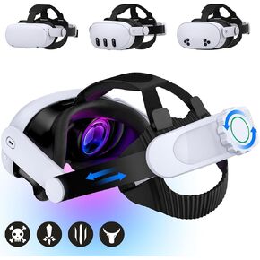 Battery HeadStrap Compatible with Oculus Meta Quest 3S/Quest 3/Quest 2,VR Headset Strap Quest 3S Replacement Enhanced Comfort