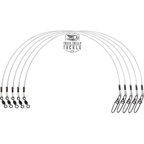 5 Pack 130 lb. Premium Fluorocarbon Tooth Shield Tackle Musky Leaders Muskie Pike Leader (Crane Swivel)