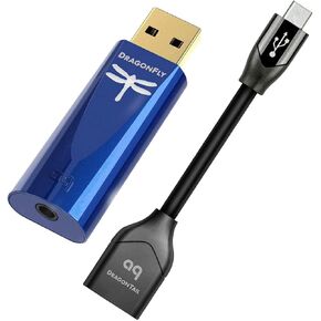 AudioQuest Dragonfly Cobalt USB Stick DAC Bundle With DragonTail USB-A Female to Micro Male