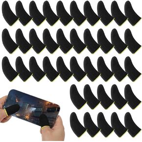 50pcs Mobile Phone Gaming Finger Sleeves, Carbon Anti Sweat Breathable Extremely Thin Compression Support Thumb Cover Game Controller Stabilizer Compatible with All Touchscreen Tablet Devices
