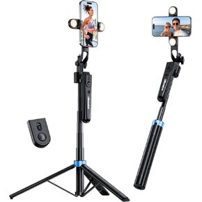 Ubeesize 70 '' Auto Tracking Tripod 360 ° بالتناوب مع الحامل ، ترايبود الهاتف مع ضوء ملء ، عصا سيلفي ومكافحة الهاتف للتسجيل ، مدونة/دفق مباشر/فيديو/tiktok ، متوافق مع iPhone/Android