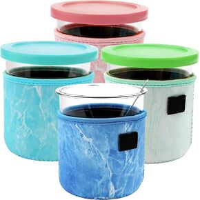 4 Pack Ice Cream Sleeve Neoprene Sleeve for Ninja Creami Accessories, Reusable Insulated Sleeves for NC301 NC300 NC299AMZ Series (16oz B)