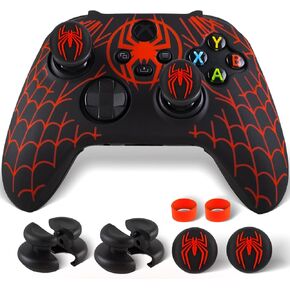 Silicone Skin Cover Sticker x 1 & Extender Grips x 2 for Xbox Series/One Controller Spider Net