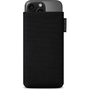 Protection Sleeve Classic Recycled Black Compatible with iPhone 16 Pro Max 2024, Modern Sustainable R-PES Fabric. Manufactured in Europe