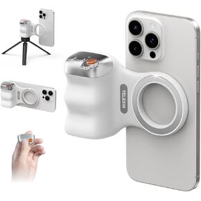 TELESIN Fun Shot Magnetic Phone Camera DSLR Style Shutter Grip for iPhone & Android with Detachable Wireless Shutter Button - 1/4" Screw - Comfort Ergonomic Camera Grip Handle Holder