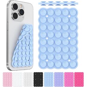 Silicone Suction Cup Phone Mount Double-Sided, Sticky Grip Suction Phone Case Mount for iPhone & Android, Hands-Free Phone Accessories for Tiktok Videos & Selfies (Black)