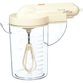 Sana Enterprises Dual Speed Portable Mini Mixer Blender Battery Operated Stand or Hands Free. Includes whisk and one-liter easy pour mixing cup. About 7.25" x 4.5" x 8.3" high.