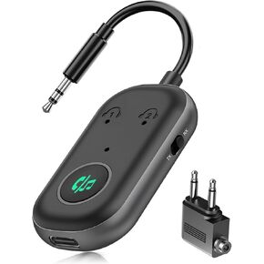 Bluetooth Transmitter Receiver, 2-in-1 Bluetooth Adapter Transmitter for Airplane, Headphone, TV, Travel, Speakers, Car, Wireless Adapter 3.5MM Aux Jack, Dual Connection (1)