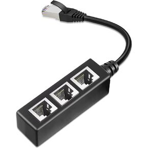 RJ45 1 Male to 3 x Female LAN Splitter Adapter Cable Suitable Super Cat5, Ethernet Splitter Cable Suitable Super Cat5, Cat5e, Cat6, Cat7 LAN Ethernet Socket Connector Adapter