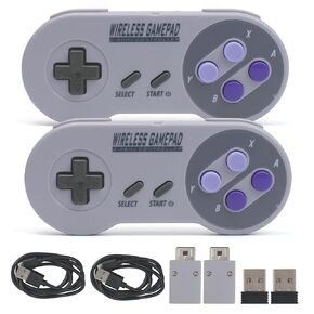 2pcs وحدة التحكم اللاسلكية تناسب SNES Classic مع 2.4G مستقبل USB ، قابلة لإعادة الشحن retro moystick gamepad للعب مع Android iOS iPhone nintendo switch windows raspberry pi games