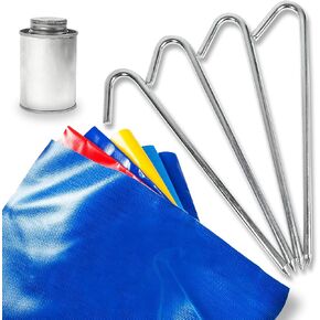 Inflatable Bounce House Hold Down Stakes and Professional Vinyl Repair Patch Kit