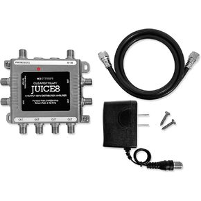 Antennas Direct ClearStream JUICE8 Distribution Amplifier, Output to 8 Televisions, CATV Systems, 4K 8K Ready – w/Power Supply, Coaxial Cable (Silver)