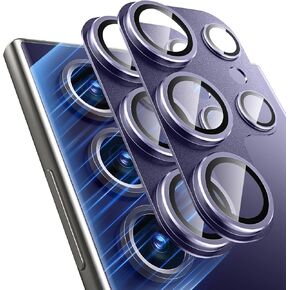 for Samsung Galaxy S25 Ultra Camera Lens Protector, [Military Grade Shatterproof] [Strong Adsorption] Matte Alloy Metal Ring Glass Camera Screen Protector for Galaxy S25 Ultra,Blue