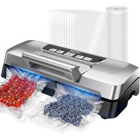 Next Gen Vacuum Sealer Machine, Potane Double Pump Food Vacuum Saver With Smart Visual Status System, Full Auto/Manual Functions, Built-in Safety Cutter&Guided Seal Bar, Start Kit Bags to Seal a Meal