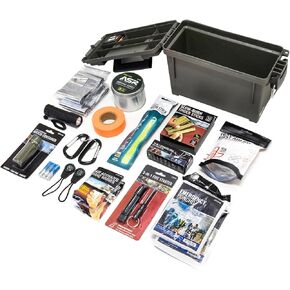 ASR Outdoor 38pc Compact Survival Kit in Illuminated Dry Box Emergency Preparedness Prepper Supplies Camping Gear