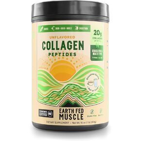 مسحوق ببتيدات الكولاجين من Earth Fed Muscle Keystone - امتصاص كامل - 38 حصة - يدعم الشعر والبشرة والأظافر والمفاصل والتعافي بعد التمرين - خالٍ من السكر والصويا والغلوتين. باليو، كيتو.
