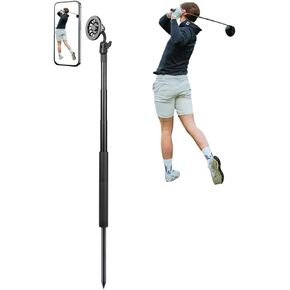 YKI Golf Monopod Selfie Stick with Ground Spike Stake, Golf Selfie Stick Swing Analyzer Holder, Magnetic Golf Phone Holder for Recording Golf Swing, Portable Mag Safe Golf Phone Stand