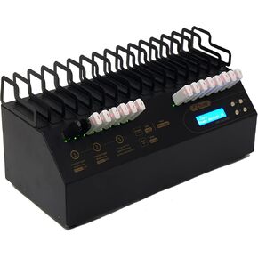 Acumen Disc EZ Dupe 1 to 15 USB Duplicator - Multiple Flash Memory Storage Pen Thumb Drives Copier & External Hard Drive Clone with Sanitizer (DOD Compliant) System - 45mb per Second (USB Cyclone)