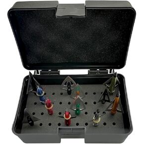 Archery Broadhead Case Hunting Accessory ABS Waterproof Ammo Storage Box Holds 20 Broadheads with Keyhole (Case Only)