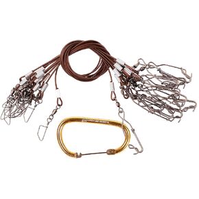 Gang Rig Mainline Decoy Drops – 12-Pack Fast-Connect PVC Coated Steel Cable with Heavy-Duty Clips