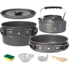 Outdoor Cookware Set, 10-Piece Camping Cookware with Pots, Pans, Bowls, and Utensils - Lightweight, Compact, and Durable for Hiking, Backpacking, and Survival