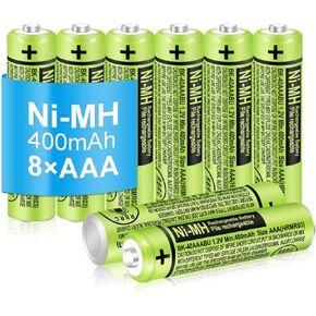 BK-40AAABU 8 Pack NI-MH AAA Rechargeable Battery for Panasonic 1.2V 400mAh Rechargeable AAA Batteries for Cordless Phones,Remote Controls, Electronics