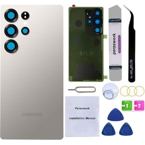 Rear Back Glass Replacement for Samsung Galaxy S25 Ultra 6.9-inches with Reparing Toolkit(Titanium Silverblue)
