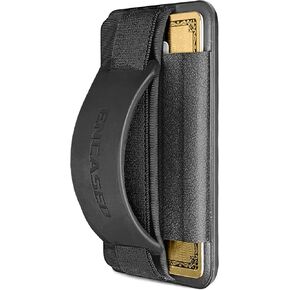 ENCASED Magnetic Wallet with Grip Strap, Compatible with MagSafe (3-in-1) Card Holder with Finger Loop Holder and Phone Stand (4 Card Capacity), Black