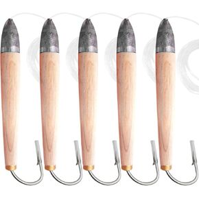 5pcs Fish WOW! 6" Fishing Cedar Plugs Rigged Tuna Mahi Trolling Wood Lure