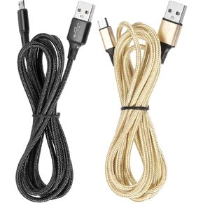 Meccanixity 2 PCS Controller Charger Cable ، 6ft USB A إلى Micro USB Cable Cable USB Micro Cable Cable Cable USB Charger Fast Charging Charger ، Gold/Black in Kuwait