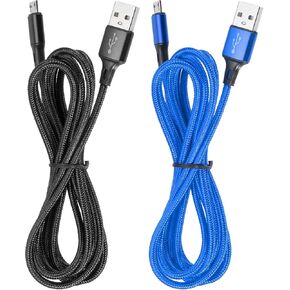 MECCANIXITY 2 Pcs Controller Charger Cable, 6Ft USB A to Micro USB Cable USB Cable Micro USB Cable Charging Cable USB Cable Fast Charging Phone Charger Cord, Gold/Black