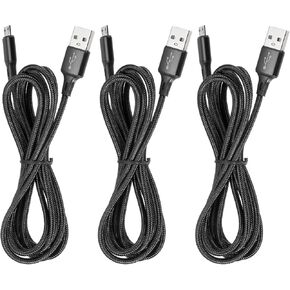 MECCANIXITY 3 Pcs Controller Charger Cable, 6Ft USB A to Micro USB Cable USB Cable Micro USB Cable Charging Cable USB Cable Fast Charging Phone Charger Cord, Gold