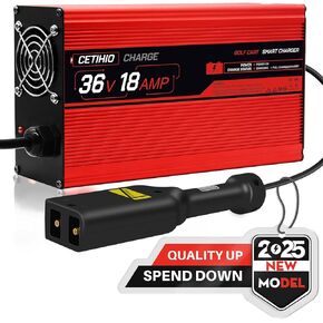 New 36 Volt Golf Carts Battery Charger for EZGO, Upgrade Trickle Charger 4.0 Technology, 18 AMP, 4-6 hrs Full Charge, Replace EZGO Charger, D-Plug, 16FT, 36V Golf Cart Charger, 3 Years Warranty