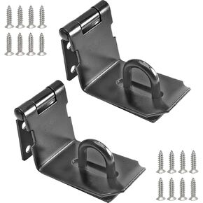 2 Pack Right Angle Padlock Hasp Latch, Stainless Steel 90 Degree Safety Door Clasp Hasp Lock Latch for Push/Sliding/Barn Doors (Silver)