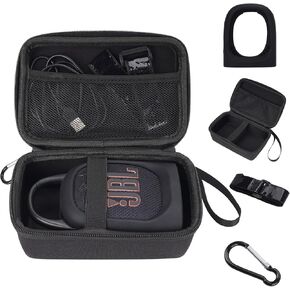 YouKnow Silicone Cover and Travel Case for JBL Clip 5 Ultra Portable Bluetooth Speaker, with Removable Strap Attach to Bike Golf Cart Boat (Black)