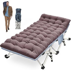 Oversize Cots 2 Pack XXL Camping Cots with Mattress Extra Large Folding Bed Heavy Duty Comfortable Cots for Sleeping Guest Bed Includ Carry Bag Easy to Set Up Home Outdoor Indoor Vacation