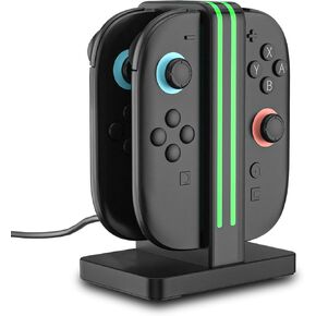 شحن Dock متوافق مع Nintendo Switch 2 وحدات التحكم Joy Con ، Switch 2 محطة الشحن مع مؤشر LED وكابل الشحن - أسود