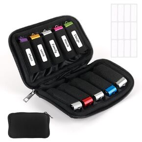 Flash Drive Case USB Storage Case 10 Slots, Portable Thumb Drive USB Holder, Tech Organizer Travel Electronics Bag for Home Office Business, Bulk Memory Stick Pouch Computer Accessories with 12 Labels