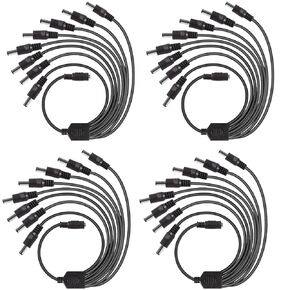 DC 1 Female to 8 Male Output Power Splitter Cable 4 Pcs 1 to 8 Plug DC CCTV Camera Power Cable 8 Way Y Adapter for CCTV Security Cameras and LED Strip Lights