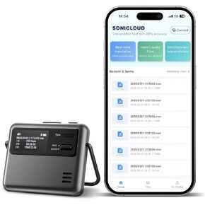 128GB Digital Voice Recorder | Voice Activated | App Controlled | AI Transcription | Portable Dictaphone with MP3 Player, Password Protection, Variable Speed for Lectures & Meetings (1.1 inch Screen)